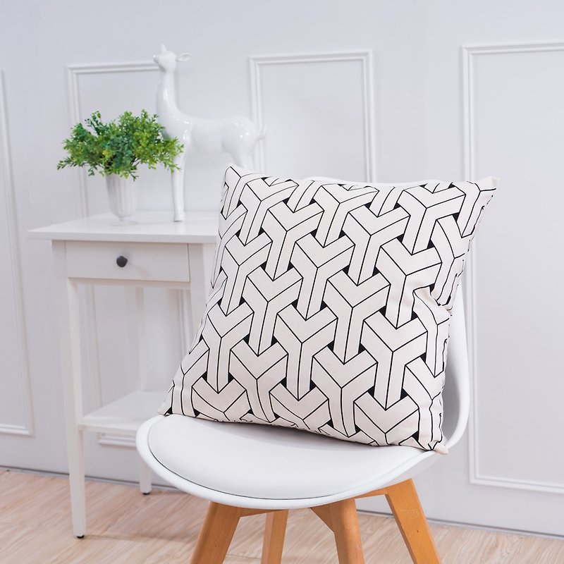 Simple series pillow-3D staggered white - Pillows & Cushions - Cotton & Hemp 