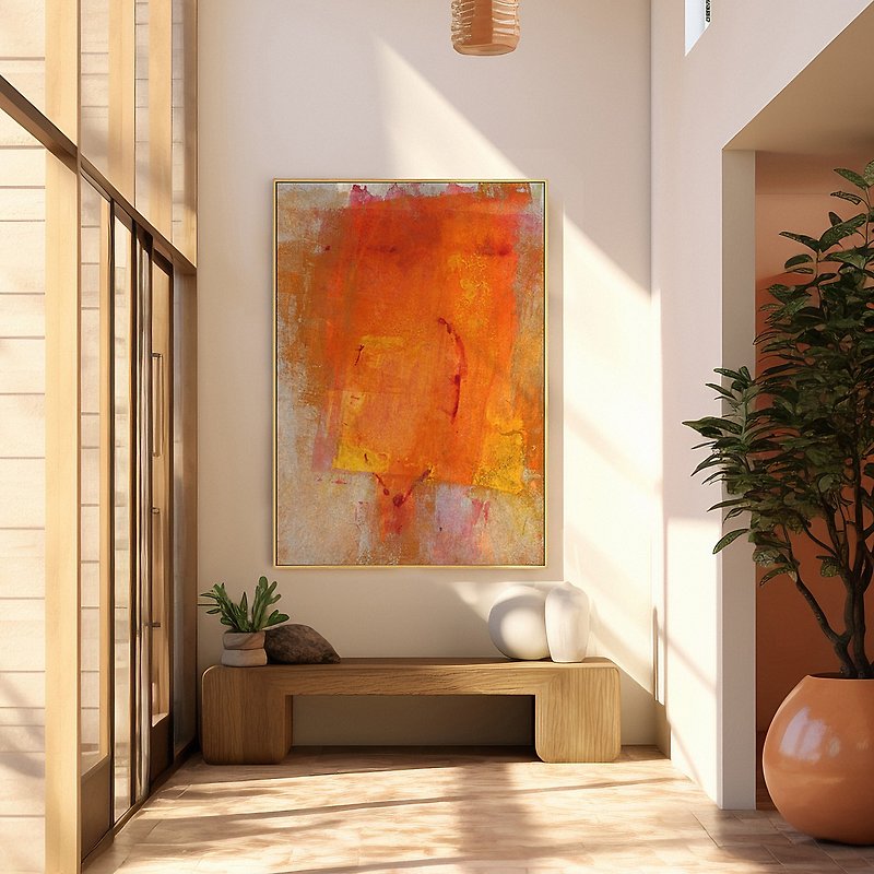 Red Orange Autumn Feelings - Autumn Abstract Prints/Living Room Decor - โปสเตอร์ - วัสดุอื่นๆ สีส้ม