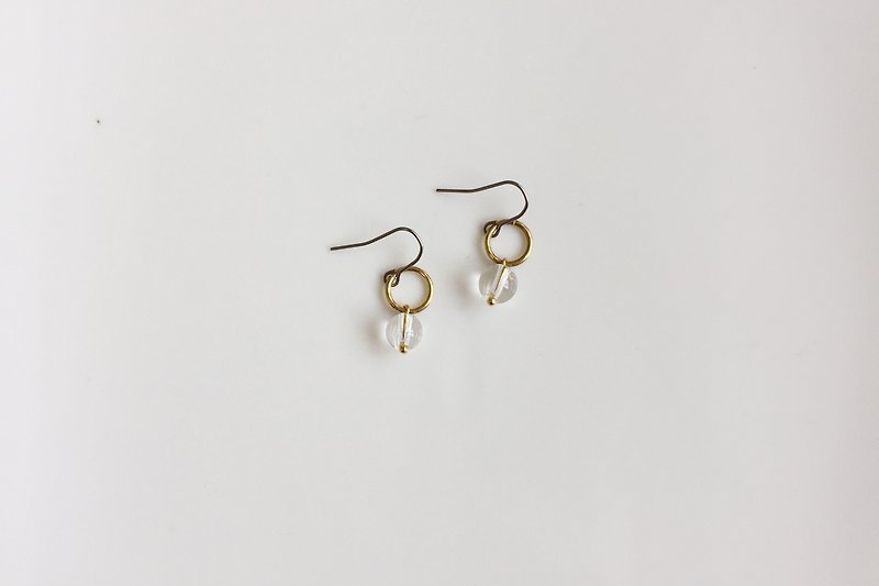 Heart Crystal Brass Earrings - ต่างหู - เครื่องเพชรพลอย สีใส