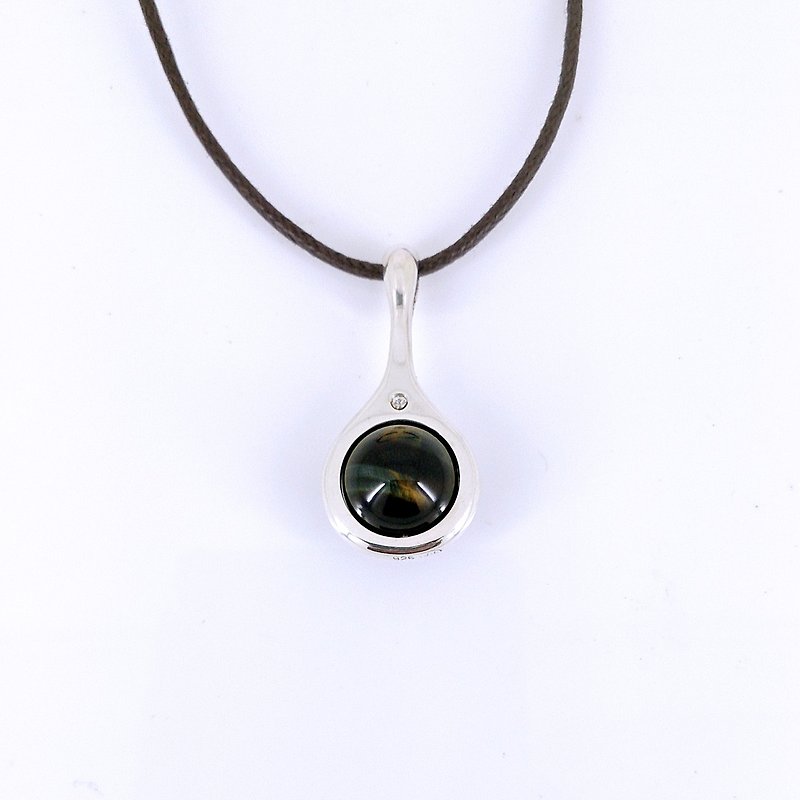 Yun brewing rich│ Blue Tiger Eye Corundum Sterling Silver Design Series Pendant - Necklaces - Other Metals Blue