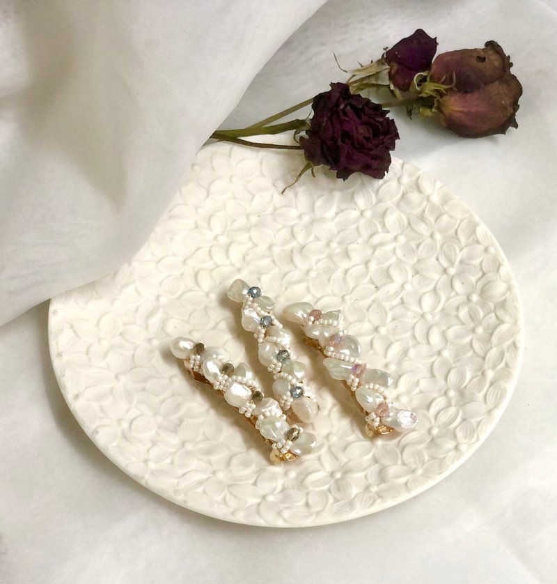 【若桑】【巴洛克】天然珍珠水晶復古髮夾。Bridal Headpiece。 - 髮夾/髮圈 - 珍珠 白色