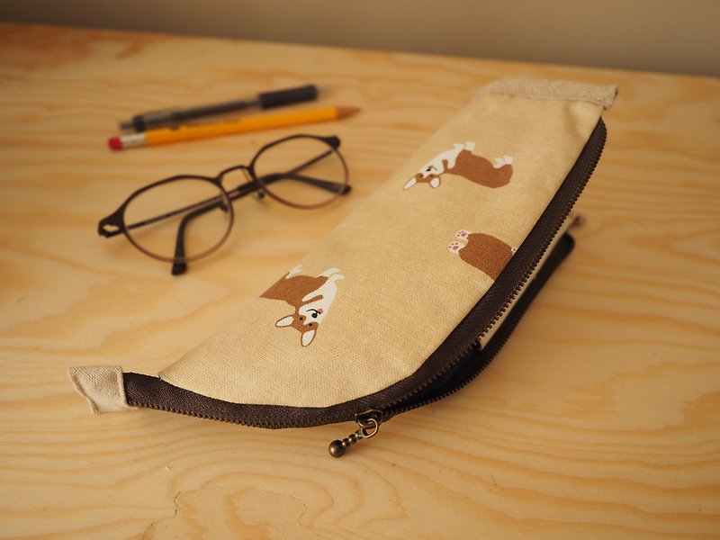 Handmade standing pencil case utensil case eye glasses case - Pencil Cases - Cotton & Hemp Orange