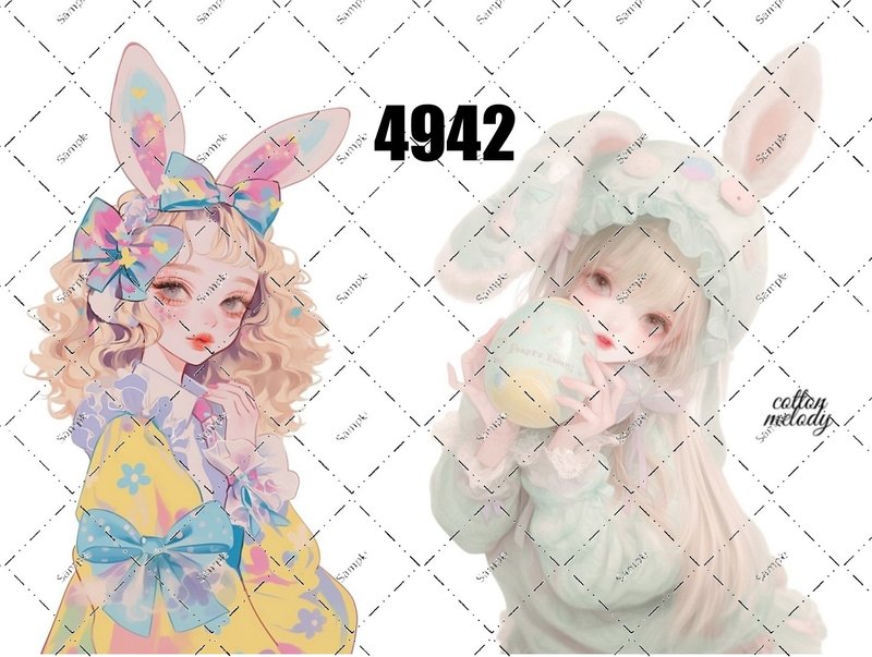 original sticker no.4942 人物ステッカー オリジナルステッカー オリジナル人物ステッカー 装飾ステッカー cotton melody - 貼紙 - 紙 