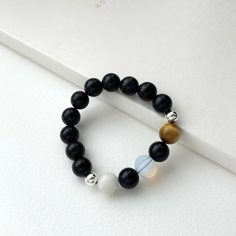 [Starry Night] Blue Stone White Stone Opal Gold Tiger Eye Silver Bracelet Courage and Confidence [Sagittarius Capricorn] - สร้อยข้อมือ - เครื่องประดับพลอย สีน้ำเงิน