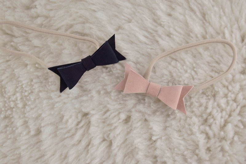 Set of 2 Leather Bows, Baby Girl Headbands, Toddler Girl Hair Accessories - Hair Accessories - Genuine Leather Pink