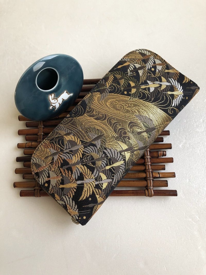 Jingxi Formation Jinyi Brocade [Picture of a Flying Crane] - long wallet/wallet/change/ - กระเป๋าสตางค์ - ผ้าไหม สีทอง