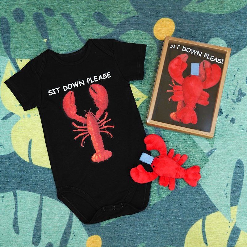 Lobster Bodysuits / Onesies  (Black) & Pacifier Holder - Baby shower gift - Baby Gift Sets - Cotton & Hemp Black