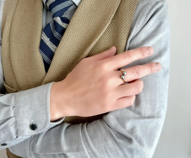 K18 ブラックパール リング メンズ あこや真珠 あこやパール