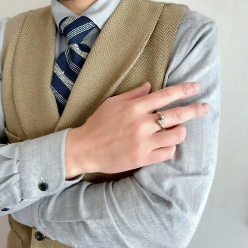 MAJOIE PEARL JEWELRY K18 ブラックパール リング メンズ あこや真珠 あこやパール 日本の真珠 サイズ調整可 pearl ring 珍珠戒指 진주반지