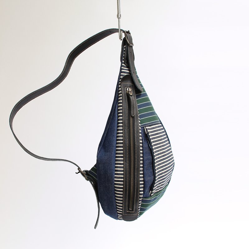Shoulder bag · canvas · denim patchwork - Backpacks - Cotton & Hemp Blue
