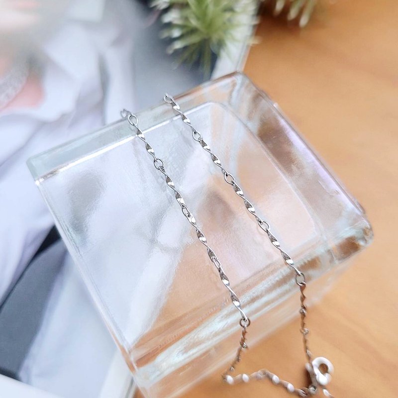 1.2mm fine twisted chain (single chain) steel chain 42-46cm neck chain short chain clavicle chain - Collar Necklaces - Stainless Steel Silver