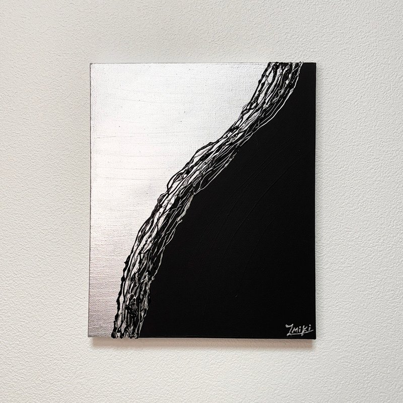 原画 オリジナル 絵画 アクリル画 Mixed Place27.3×22cm - ポスター・絵 - その他の素材 ブラック