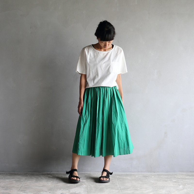 ゆるふわコットンスカート・グリーン - 裙子/長裙 - 棉．麻 綠色