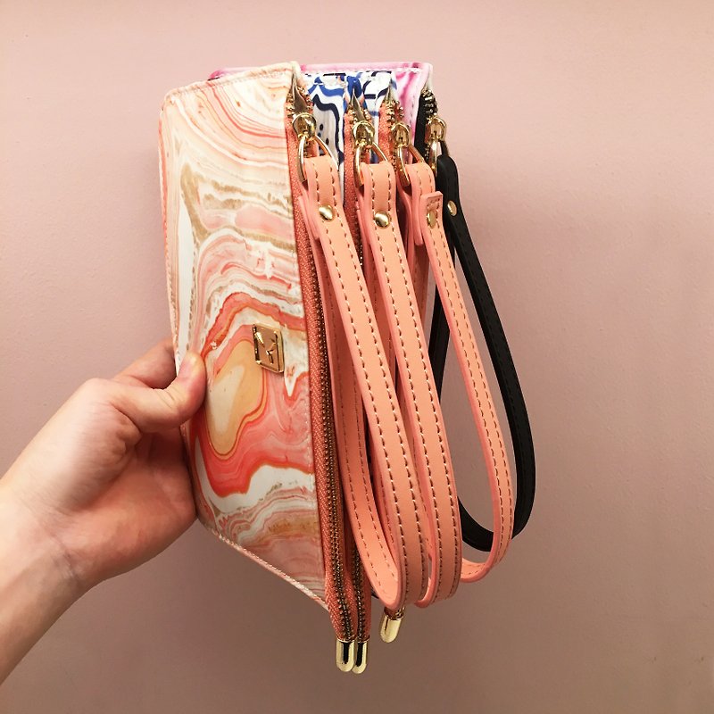 Pink Orange small indeed fortunate cloud Stone natural patterns specially designed handle bag fashion phone bag small clutch - กระเป๋าคลัทช์ - ไนลอน 