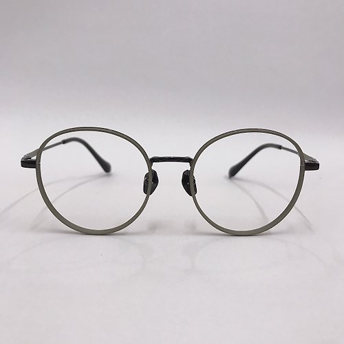 EGlasses。眼鏡物語 站內最高等級UV420濾藍光0度眼鏡│極視鈦-鈦個性圓款系列TA4卡其