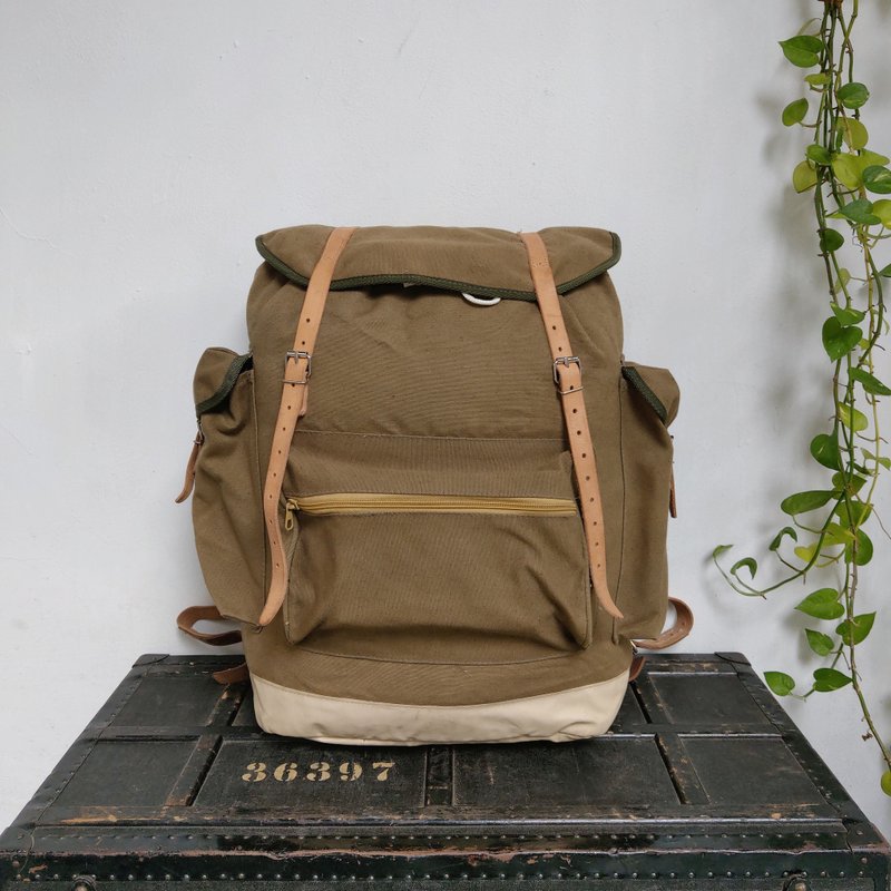 Backpack_R135_outdoor - กระเป๋าเป้สะพายหลัง - ผ้าฝ้าย/ผ้าลินิน สีนำ้ตาล