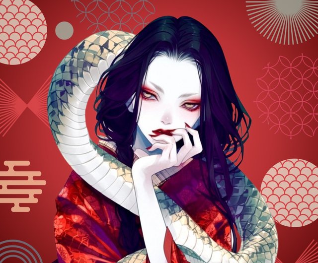 NaChiオリジナルステッカー【蛇女】 - ショップ NaChi-artgallery