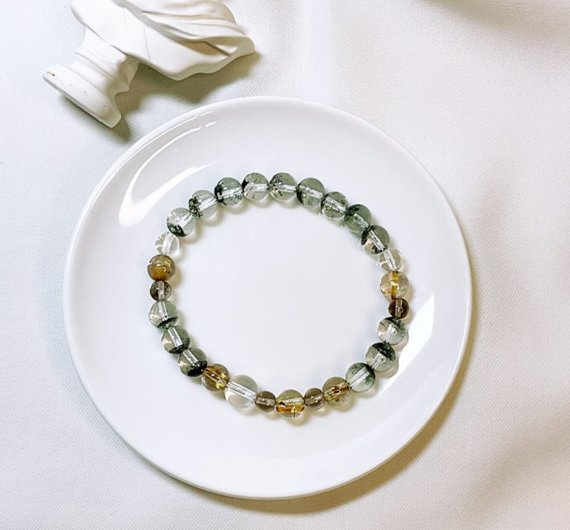 [Corucopia] Green Ghost Titanium White Crystal Bracelet - สร้อยข้อมือ - เครื่องเพชรพลอย สีเขียว