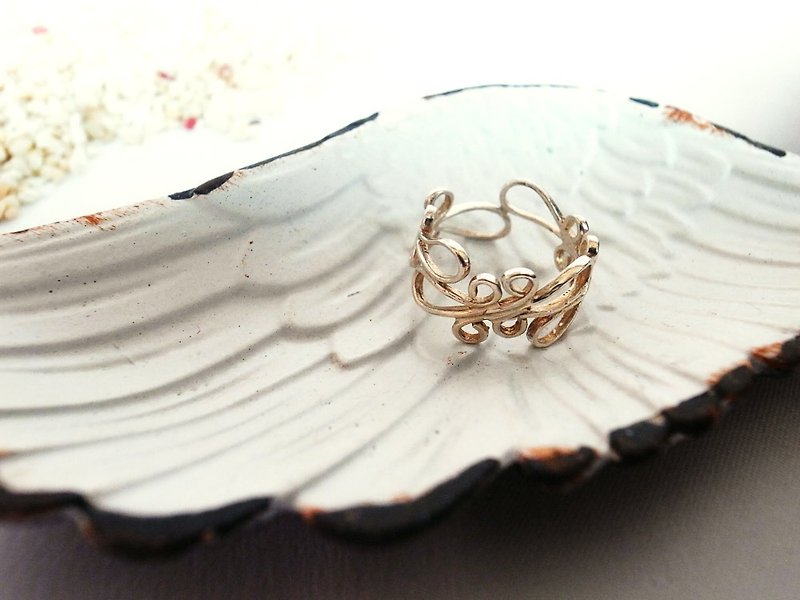 Simple curve opening ring - sterling silver sterling silver decoration - แหวนทั่วไป - โลหะ สีเงิน
