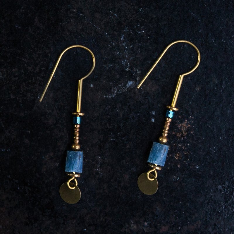 藍晶波希米亞耳環 - 可做夾式耳環 - 耳環/耳夾 - 其他材質 藍色