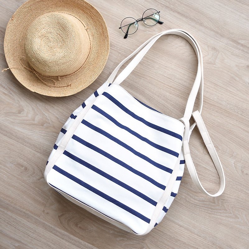 Up straps tote - stripes - Handbags & Totes - Cotton & Hemp Multicolor