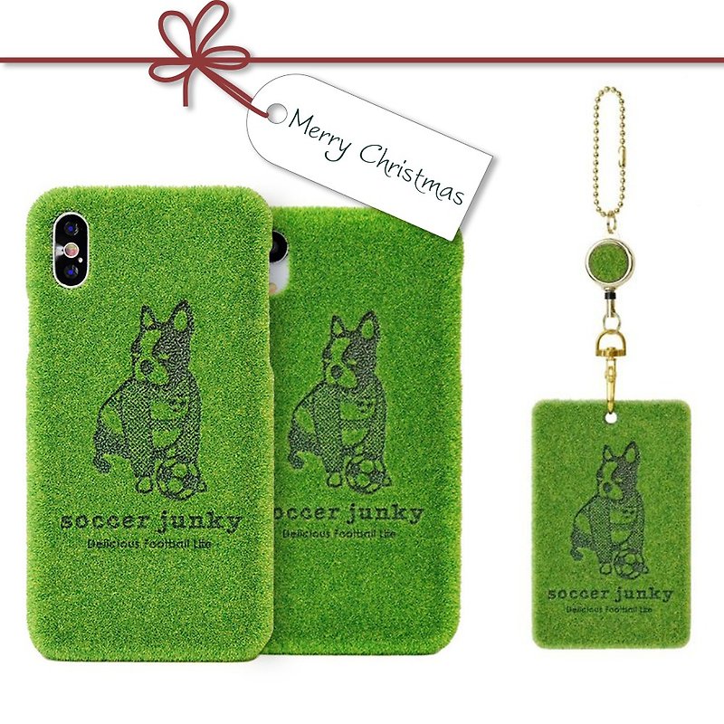 Shibaful football law dog dog mobile phone shell + telescopic ticket holder combination [Christmas exchange gift] - Phone Cases - Other Materials Green