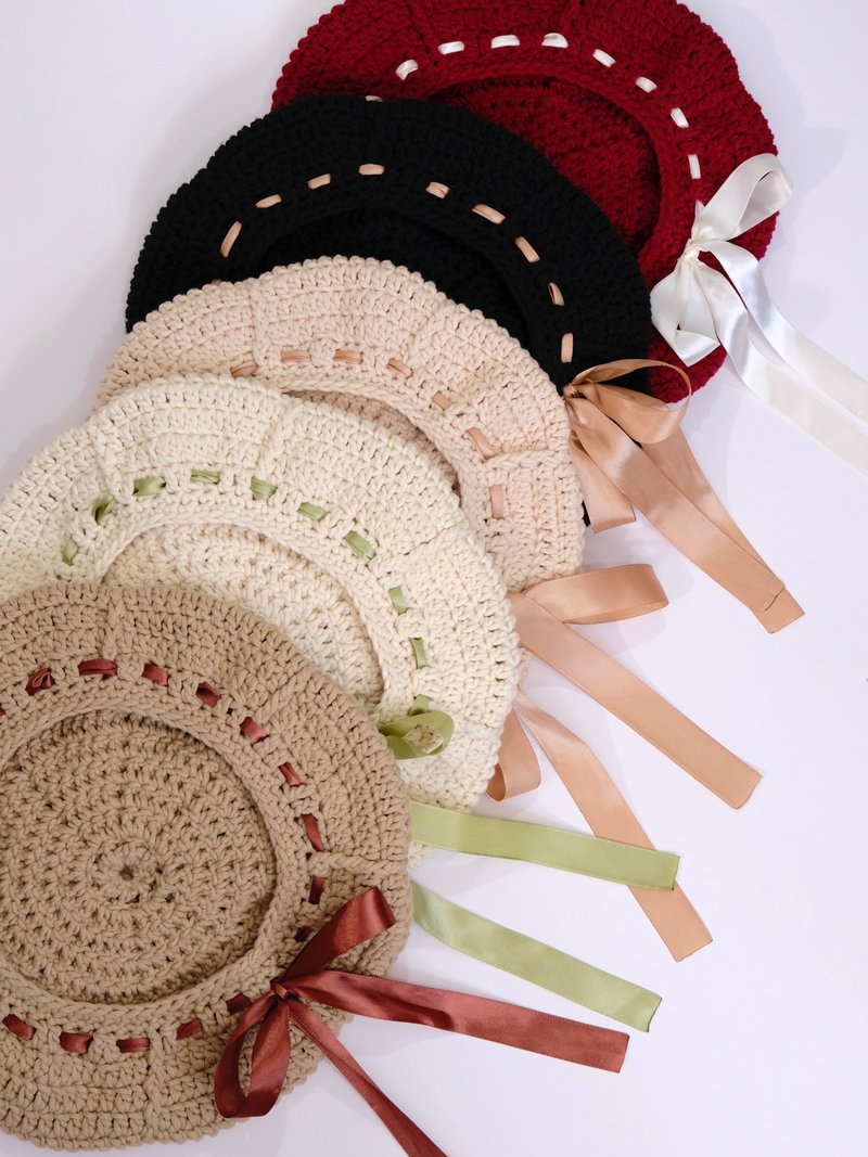 緞帶貝蕾帽 - 帽子 - 聚酯纖維 