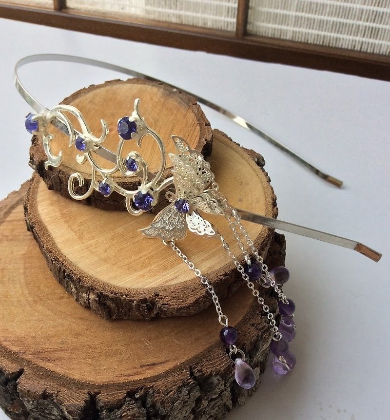 Hand-made ~ meow moire diamond hair bands (purple) - Hair Accessories - Other Materials 