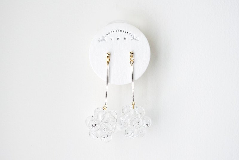 Handmade earrings - transparent flower ball - ต่างหู - อะคริลิค สีใส