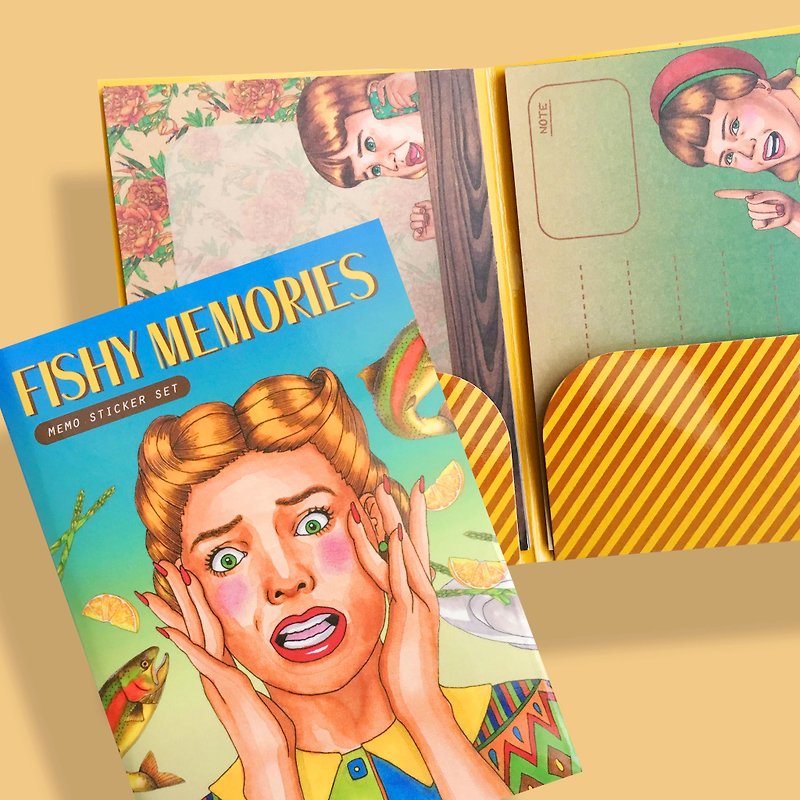 Fishy Memories - Memo Sticker Set - กระดาษโน้ต - กระดาษ สีเหลือง