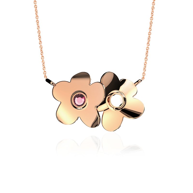 [Pinkoi x SOU・SOU] Rose Quartz Necklace | October Birthstone - Necklaces - Sterling Silver Pink
