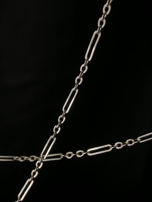 鑲珹古董珠寶 1890s 法國 純銀幾何鏤空長鍊