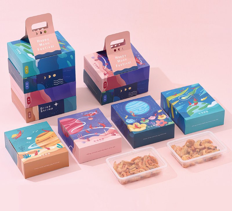 [Every shrimp is sold] 2024 Haojun Shrimp Crispy Mid-Autumn Festival Gift Box-(Four-layer set) - Snacks - Fresh Ingredients Pink