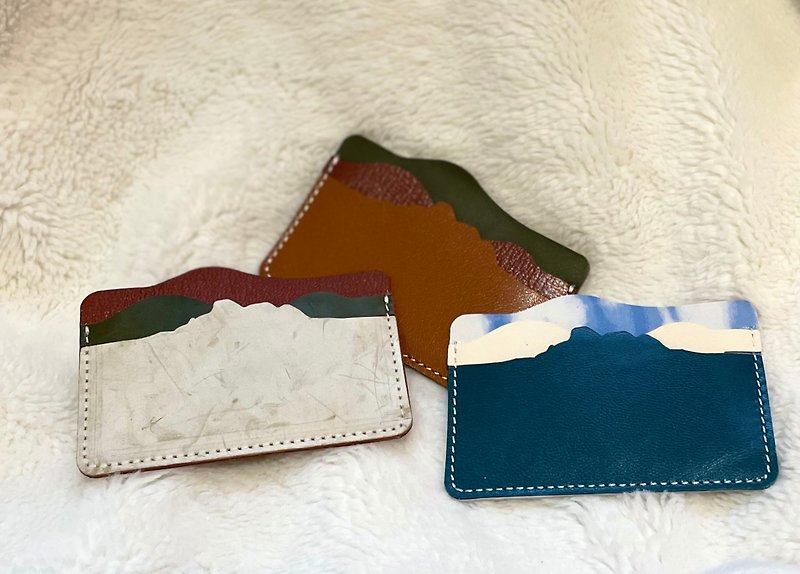 Timeless Lion Rock series handmade leather cowhide three-color color matching double-layer card business card - ที่เก็บนามบัตร - หนังแท้ หลากหลายสี