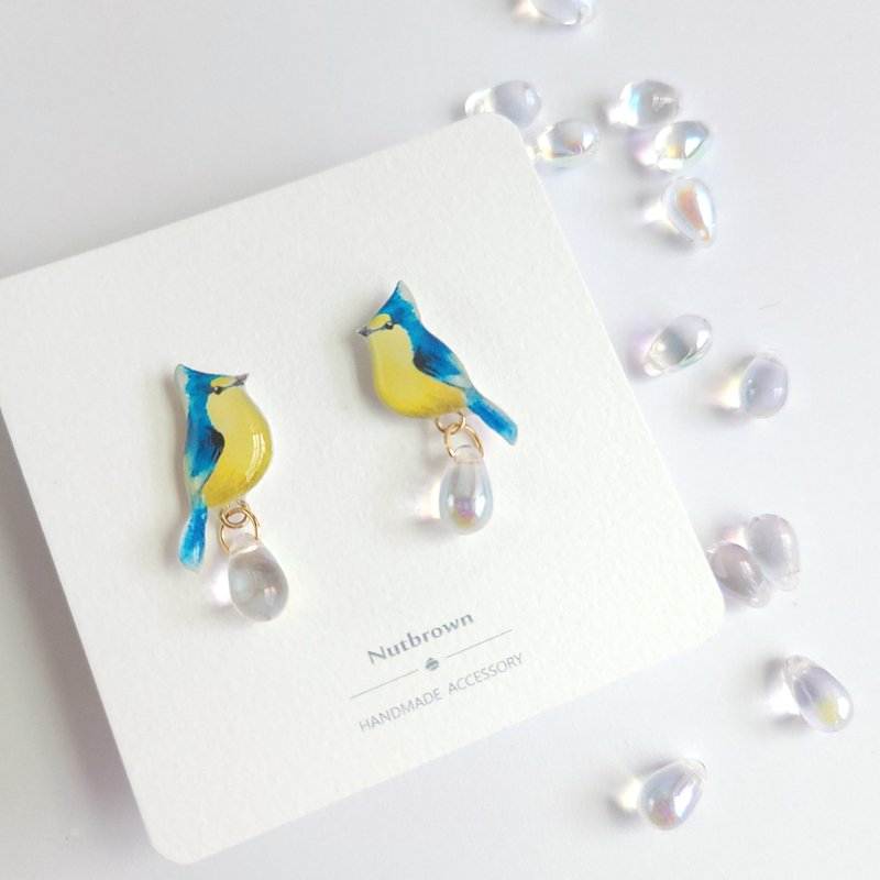 Bird Series-Taiwan's endemic yellow bird drop bead earrings/ Clip-On - ต่างหู - เรซิน หลากหลายสี