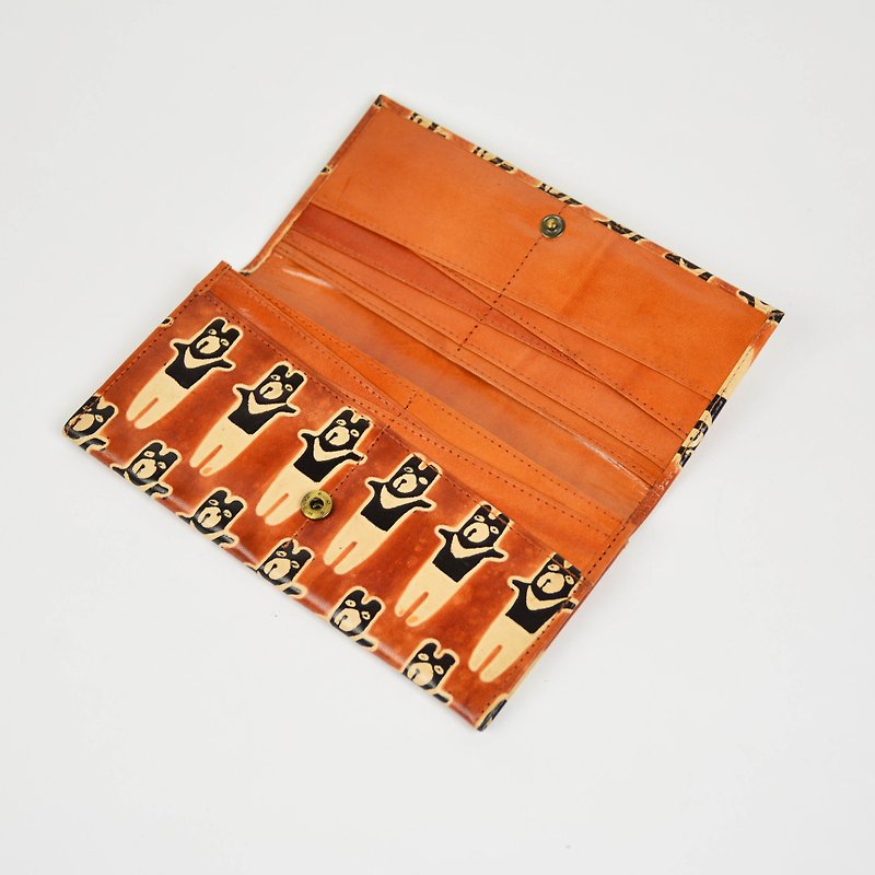 Black bear long folder - Orange - fair trade - Wallets - Genuine Leather Orange