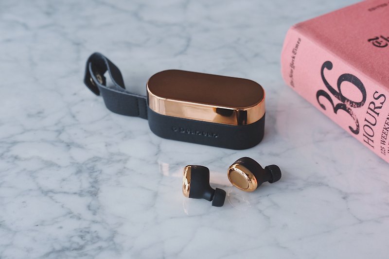 DEAREAR Oval True Bluetooth Headphones-Gold / Black - Headphones & Earbuds Storage - Other Materials 