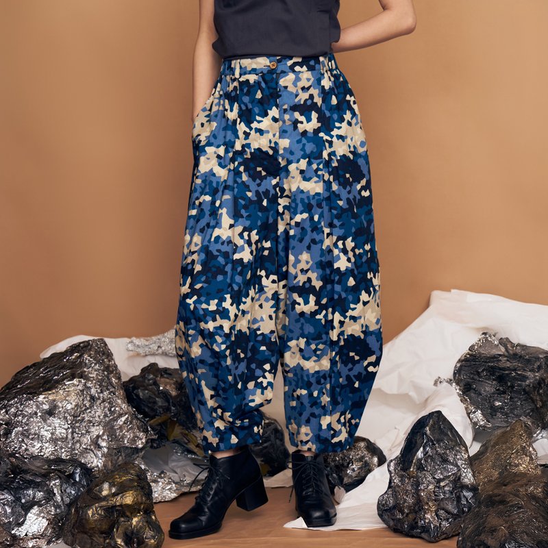 Fertile Corner Balloon Pants_Moon Rock - Women's Pants - Cotton & Hemp Blue