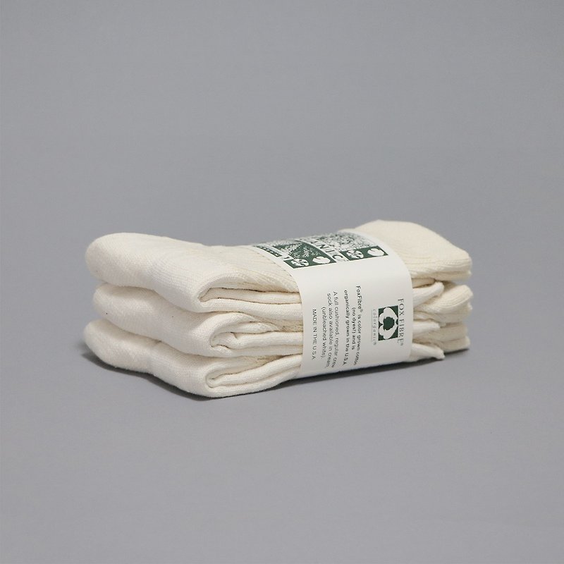 Organic Threads Organic Cotton Mid-Stockings - Cream White - ถุงเท้า - ผ้าฝ้าย/ผ้าลินิน ขาว