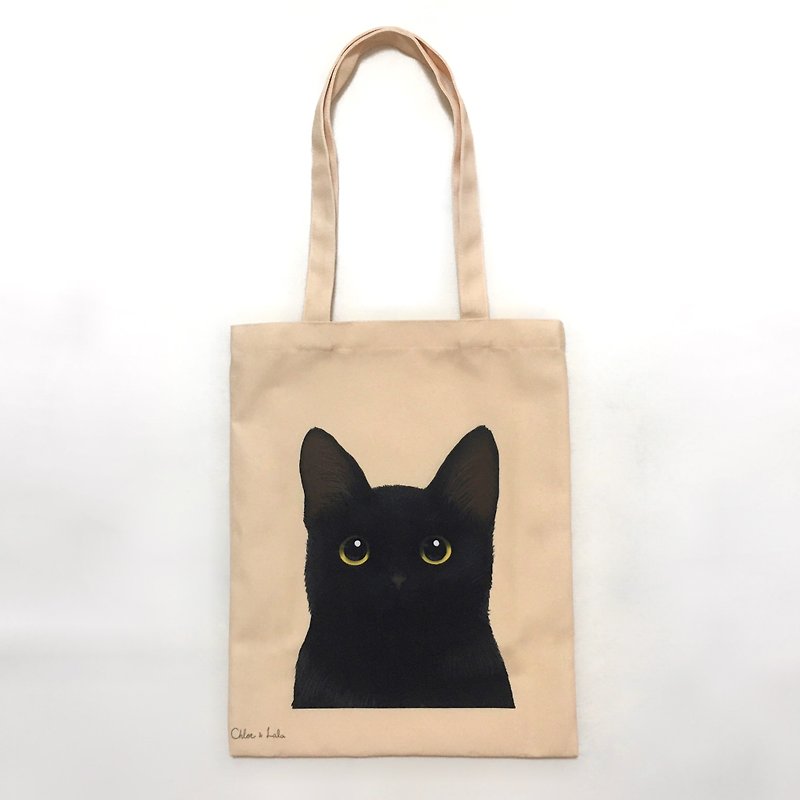Wang Meow Canvas Bag-Black Cat - Handbags & Totes - Polyester Orange
