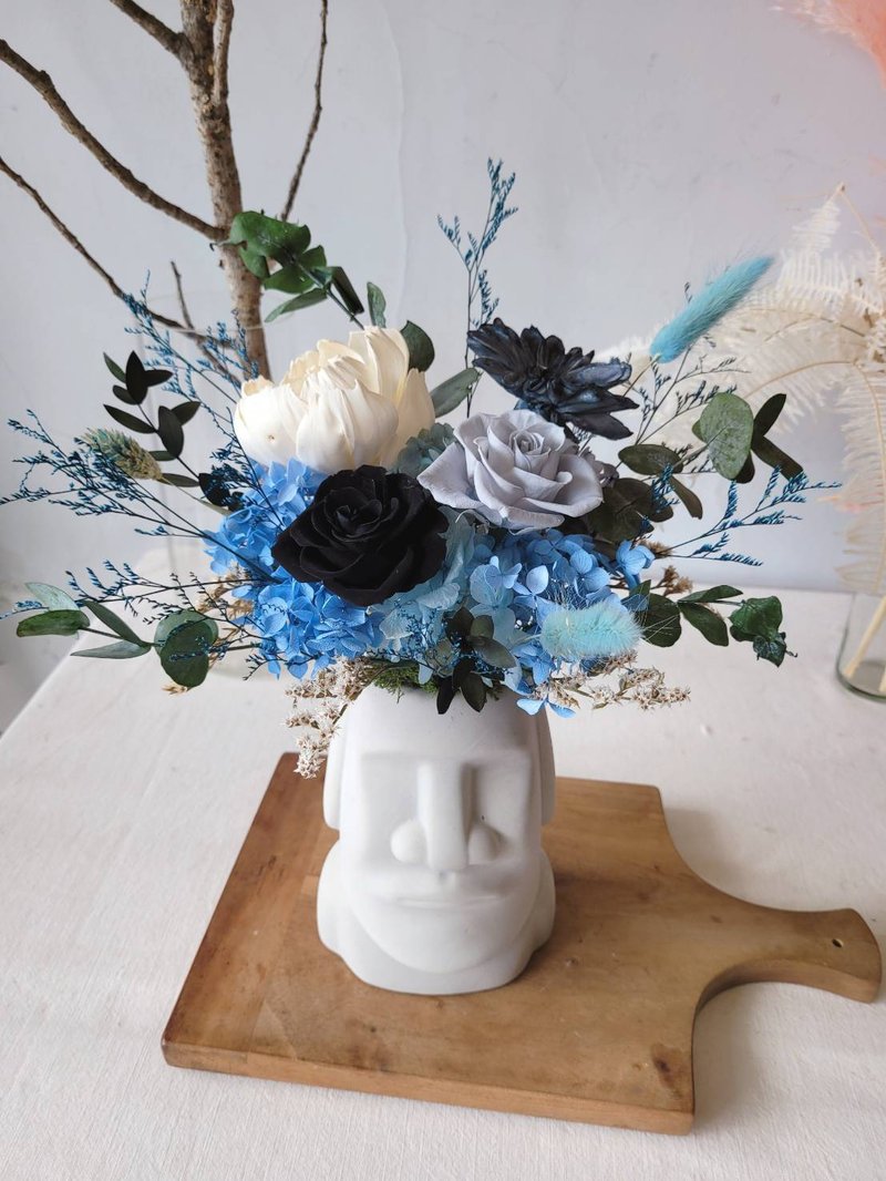 Unique Gray-Blue Dalmoai Immortal Flower Ceremony - ช่อดอกไม้แห้ง - พืช/ดอกไม้ สีน้ำเงิน