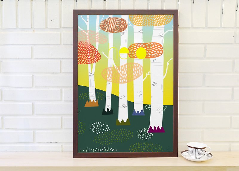 Nordic retro minimalist poster Norwegian forest original customizable paintings (without frame) - Posters - Paper Green