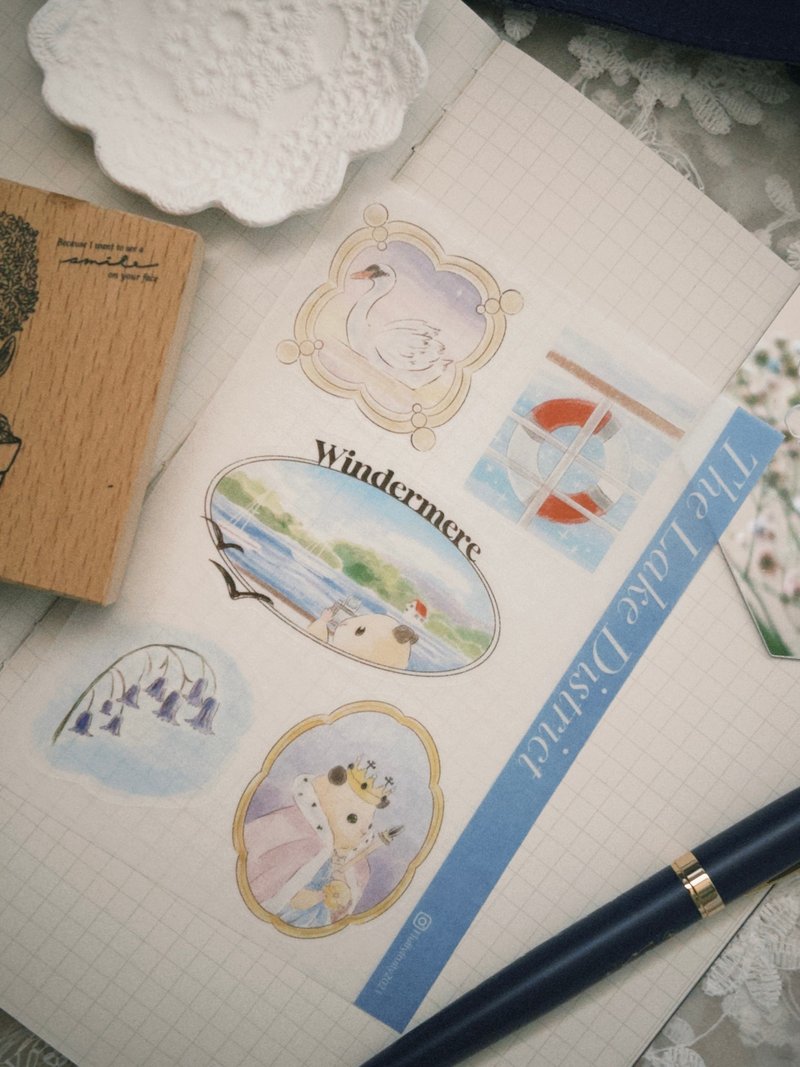 Washi stickers journal cat vintage looks british england uk painting - สติกเกอร์ - กระดาษ หลากหลายสี