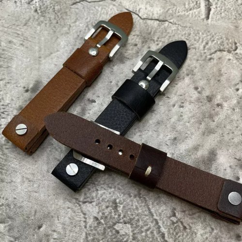 Timeless Leather Timeless Watchband 柳釘手工直身真皮牛革錶帶 18/20/22/24MM
