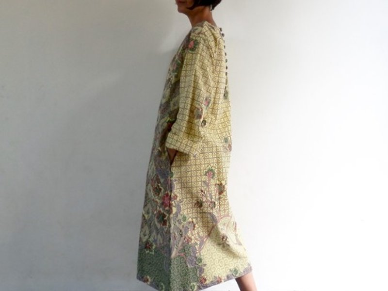 A-line, batik one-piece dress - One Piece Dresses - Cotton & Hemp 