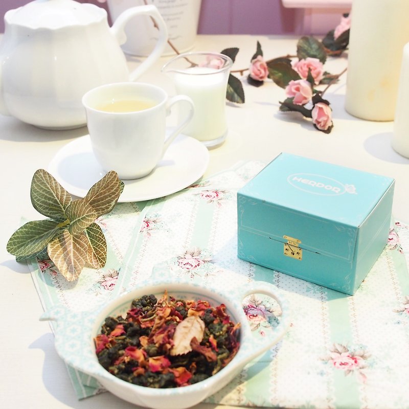 Rose tea | light dance Versailles | jewelry box - loose tea 50g herbal tea] [HERDOR - ชา - กระดาษ สีน้ำเงิน