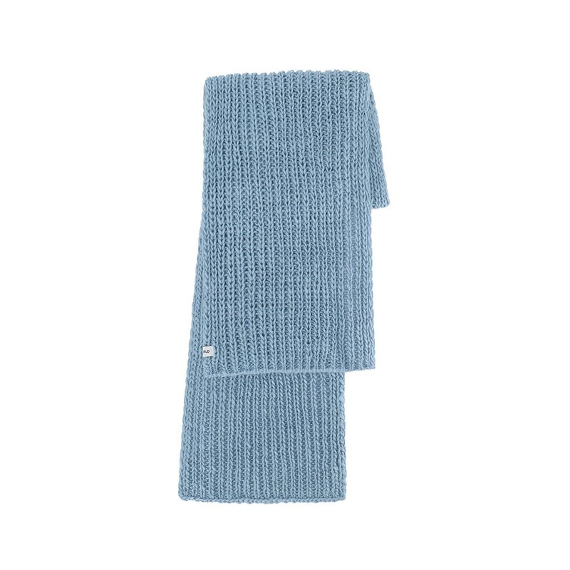 【ISW】Knitted Wool Scarf - Blue Designer Brand - Knit Scarves & Wraps - Wool Blue