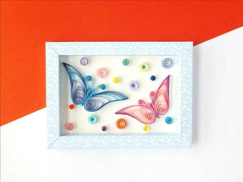 Handmade decorations-butterfly - ของวางตกแต่ง - กระดาษ สีน้ำเงิน