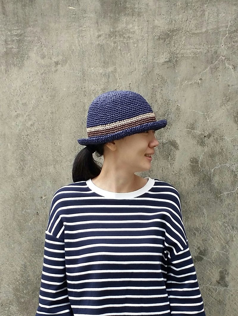 Straw hat - Navy blue - Hats & Caps - Cotton & Hemp 