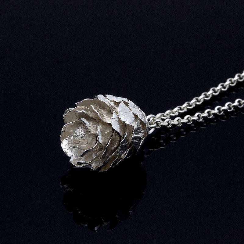 Pinecone Fruit Silver Necklace - Nature Plant - Necklaces - Other Metals Silver